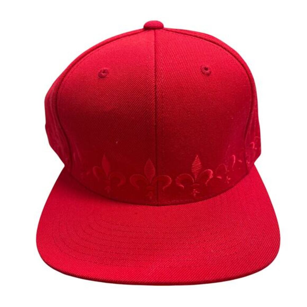 Red embroidered Black Scale Fleur de LIS SnapBack wool blend NWOT